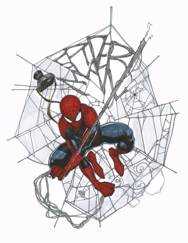 Spider-man with an awesome web sketch by Travis Charest