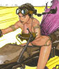 Princess Leia in her slave outfit ridding a speeder bike by Travis Charest